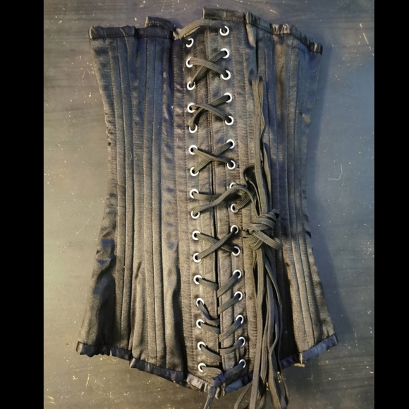 Steel Boned Corset - Black Satin - Picture 4 of 4